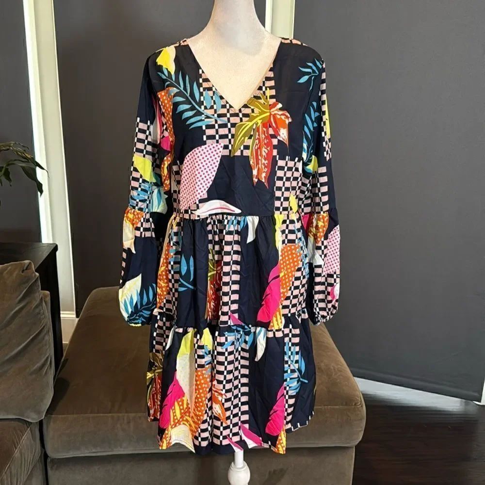 Women’s Loose Fitting Flowy Long Sleeve Lightweight Short Summer Dress Size S